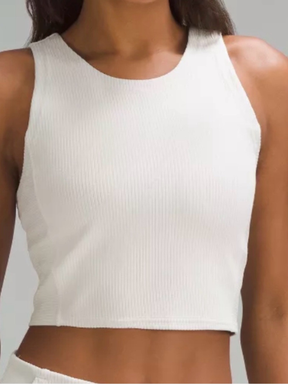 lululemon White Ribbed Softstream Cropped Tank Top size 6 - Picture 1 of 7